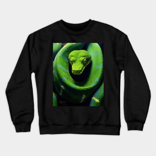 Vivid Realism: The Green Mamba in Oil Crewneck Sweatshirt